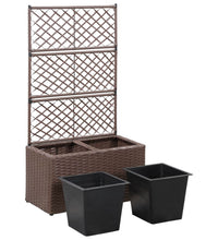 Hochbeet mit Rankgitter 2 Töpfe 58×30×107cm Poly Rattan Braun