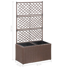 Hochbeet mit Rankgitter 2 Töpfe 58×30×107cm Poly Rattan Braun