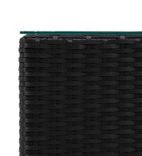 Beistelltische 3 Stk. mit Glasplatte Schwarz Poly Rattan