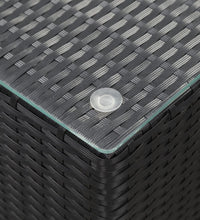 Beistelltische 3 Stk. mit Glasplatte Schwarz Poly Rattan