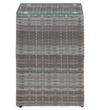 Beistelltische 3 Stk. mit Glasplatte Grau Poly Rattan