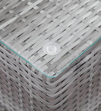 Beistelltische 3 Stk. mit Glasplatte Grau Poly Rattan