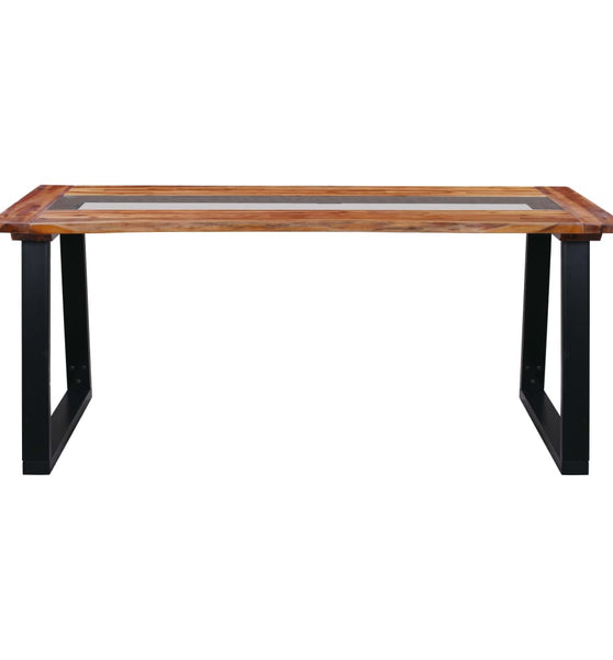 Esstisch 180 x 90 x 75 cm Massivholz Akazie und Glas