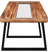 Esstisch 180 x 90 x 75 cm Massivholz Akazie und Glas