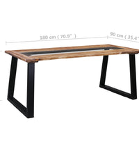 Esstisch 180 x 90 x 75 cm Massivholz Akazie und Glas