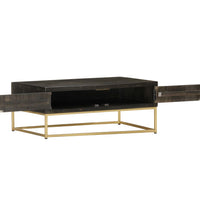 Couchtisch Schwarz und Golden 90 x 50 x 35 cm Massivholz Mango