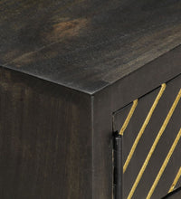 Couchtisch Schwarz und Golden 90 x 50 x 35 cm Massivholz Mango