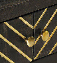 Couchtisch Schwarz und Golden 90 x 50 x 35 cm Massivholz Mango