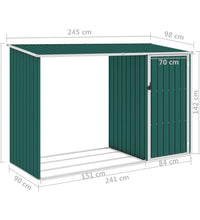 Garten Brennholzlager Grün 245x98x159 cm Verzinkter Stahl