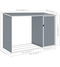 Garten Brennholzlager Grau 245x98x159 cm Verzinkter Stahl