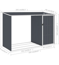 Garten Brennholzlager Anthrazit 245x98x159 cm Verzinkter Stahl