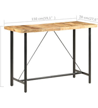 Bartisch 150x70x107 cm Raues Mangoholz