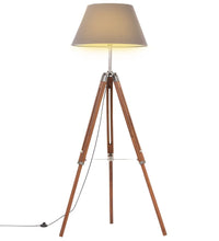 Stativlampe Honigbraun und Grau Teak Massivholz 141 cm