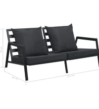 2-Sitzer-Gartensofa mit Auflagen Dunkelgrau Aluminium