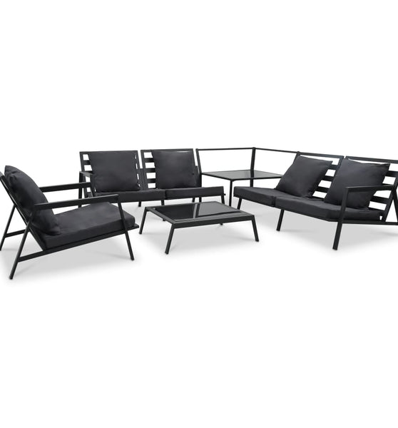 5-tlg. Garten-Lounge-Set mit Auflagen Aluminium Dunkelgrau