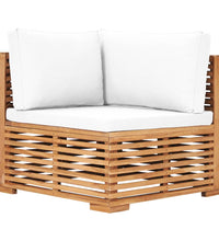 Garten-Ecksofa mit Cremeweißer Auflage Massivholz Teak