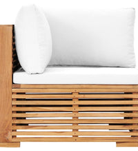 Garten-Ecksofa mit Cremeweißer Auflage Massivholz Teak