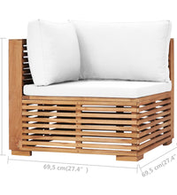Garten-Ecksofa mit Cremeweißer Auflage Massivholz Teak