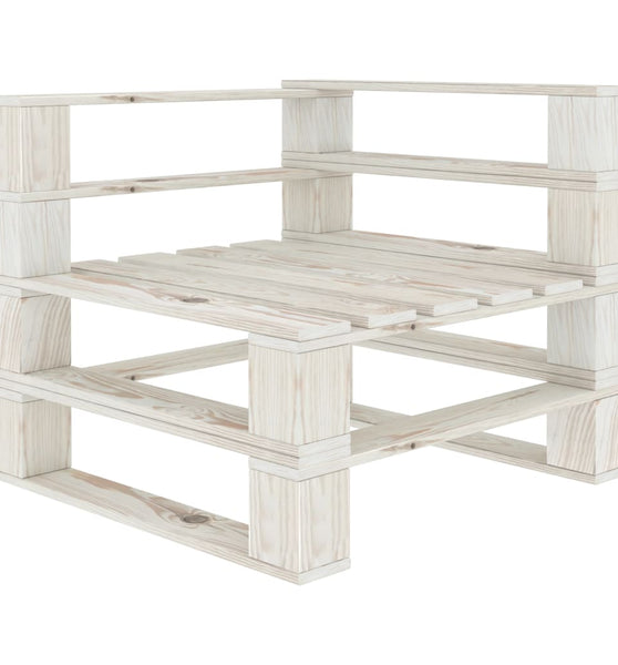 Outdoor-Ecksofa Paletten Holz Weiß