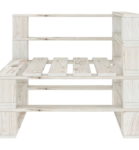 Outdoor-Ecksofa Paletten Holz Weiß