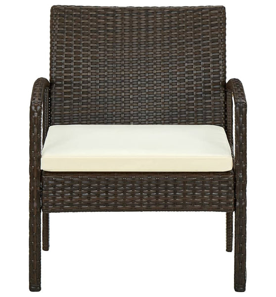 Gartenstuhl mit Kissen Poly Rattan Braun