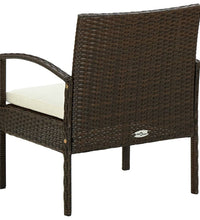 Gartenstuhl mit Kissen Poly Rattan Braun