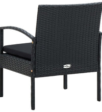 Gartenstuhl mit Kissen Poly Rattan Schwarz