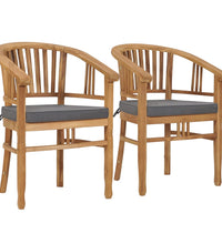 Gartenstühle mit Kissen 2 Stk. Teak Massivholz