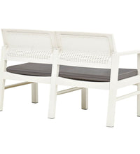 2-Sitzer-Gartenbank mit Kissen Weiß 120 cm Kunststoff