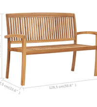 Gartenbank 2-Sitzer Stapelbar 128,5 cm Massivholz Teak