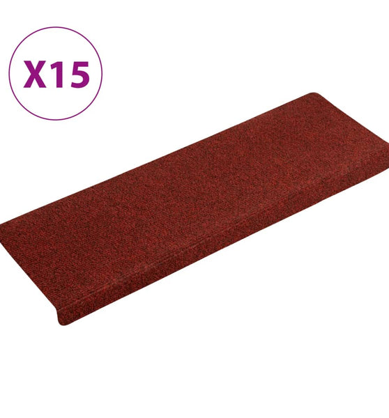 Treppenmatten 15 Stk. Nadelvlies 65x21x4 cm Rot