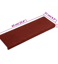 Treppenmatten 15 Stk. Nadelvlies 65x21x4 cm Rot