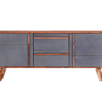 Sideboard Grau 120x30x55 cm Massivholz Palisander