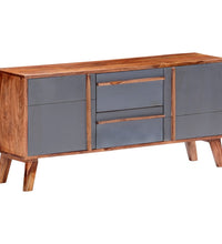 Sideboard Grau 120x30x55 cm Massivholz Palisander