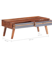 Couchtisch Grau 110x50x40 cm Massivholz