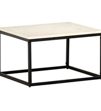 Couchtisch Weiß 60×60×35 cm Echtstein in Marmoroptik