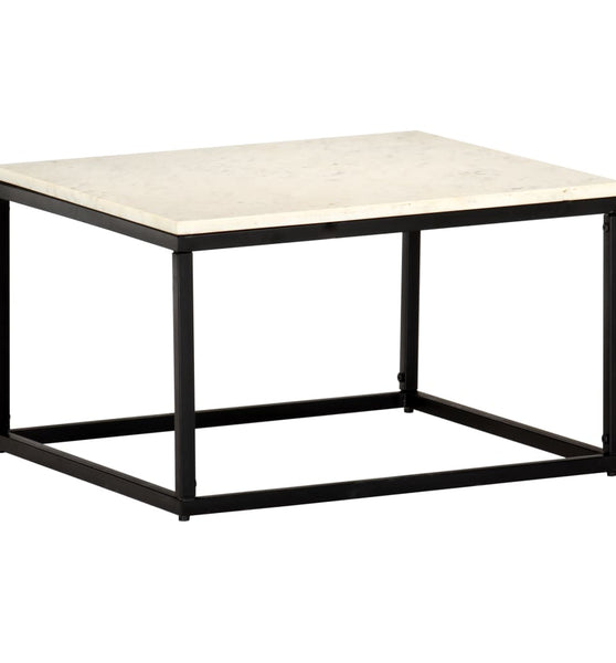 Couchtisch Weiß 60×60×35 cm Echtstein in Marmoroptik