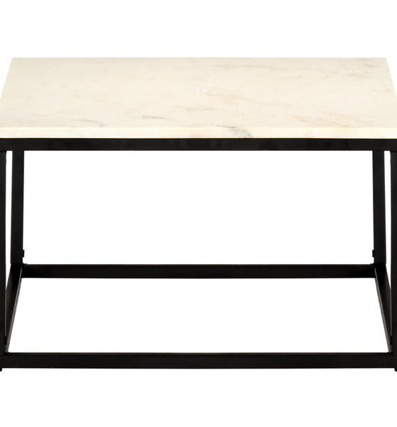 Couchtisch Weiß 60×60×35 cm Echtstein in Marmoroptik