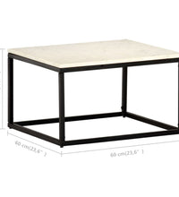 Couchtisch Weiß 60×60×35 cm Echtstein in Marmoroptik