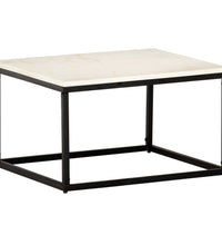Couchtisch Weiß 60×60×35 cm Echtstein in Marmoroptik