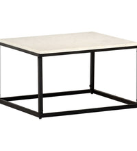 Couchtisch Weiß 60×60×35 cm Echtstein in Marmoroptik