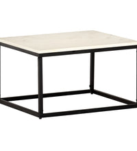 Couchtisch Weiß 60×60×35 cm Echtstein in Marmoroptik