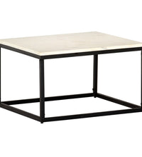Couchtisch Weiß 60×60×35 cm Echtstein in Marmoroptik
