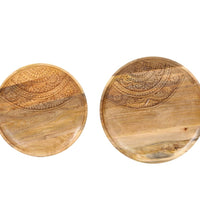 Runde Beistelltische 2 Stk. Mango Massivholz und Stahl