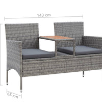 2-Sitzer-Gartenbank mit Teetisch 143 cm Poly Rattan Grau