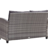 2-Sitzer-Gartensofa mit Kissen Grau 124 cm Poly Rattan