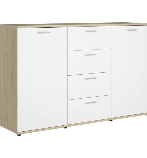 Sideboard Weiß Sonoma-Eiche 120x35,5x75 cm Holzwerkstoff