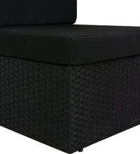 Modulares Sofa-Eckteil mit Armlehne (links) Poly Rattan Schwarz