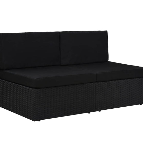 Modulares 2-Sitzer-Sofa Poly Rattan Schwarz