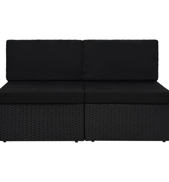 Modulares 2-Sitzer-Sofa Poly Rattan Schwarz